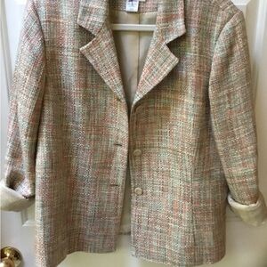 Coldwater Creek Women's Pastel Tweed Jacket Sz 16